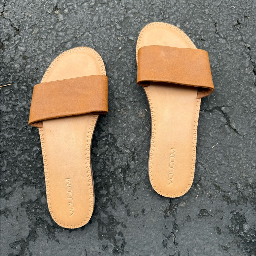 Volcom Tan Slide Sandals Casual Comfort